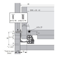 Направляющие Hettich Quadro YOU L=500 Push To Open, ДСП-16 ЕВ=21, 30кг (9256937)