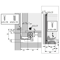 Направляющая левая Quadro 25 P20, 450мм, ДСП-18 ЕВ=23 (9260382) 