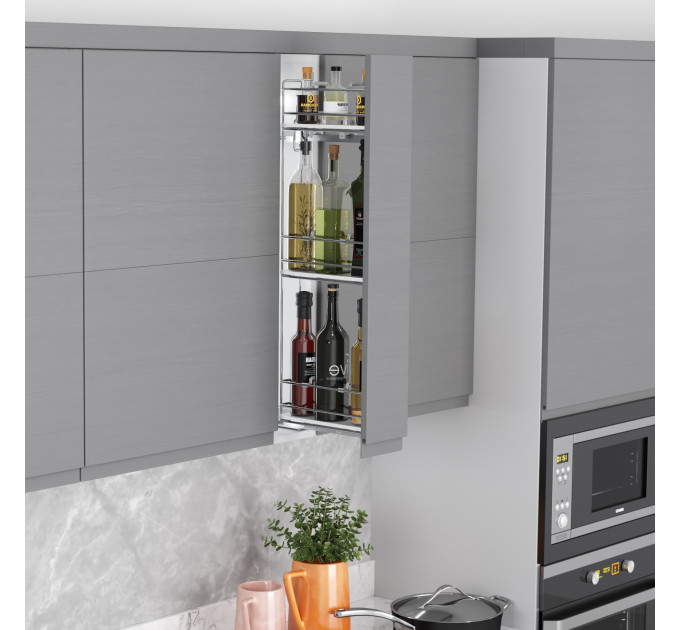 Галерея MINI правая Хром на тандемах Blum, 3-ур., с МДФ дном, S-2912-C