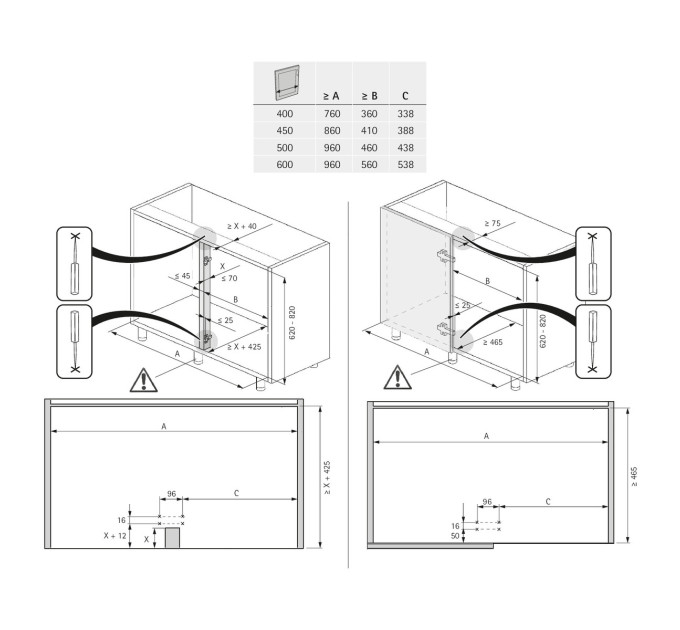 Каркас для механизма Salso 600 мм, правый, антрацит, Hettich 9381060