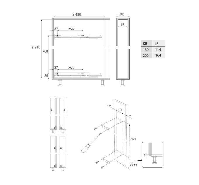 Карго LARIO 400 3-рівневе, 150 мм, хром/білий, без напрямних, Hettich 9381014