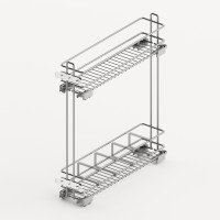Карго LARIO 100 2-уровневое, 200 мм, хром/белый, без направляющих, Hettich 9381019
