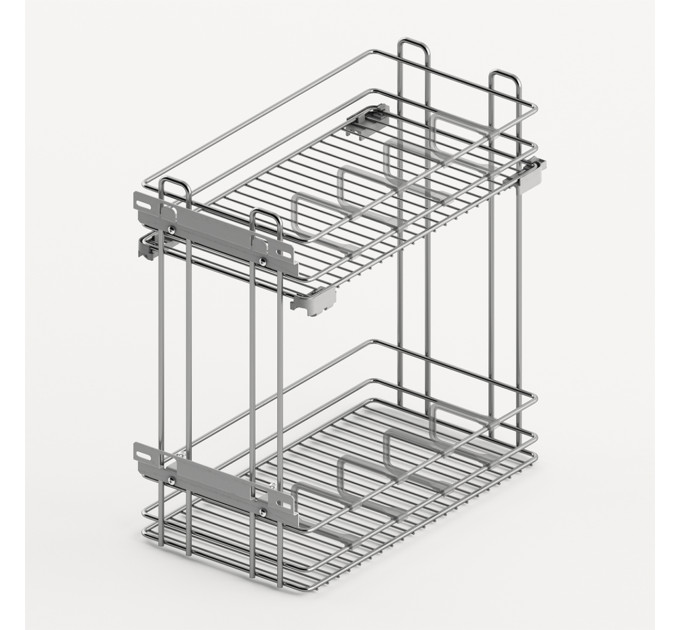 Карго LARIO 100 2-уровневое, 400 мм, хром/белый, без направляющих, Hettich 9381027