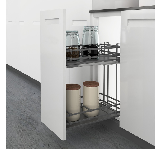 Карго LARIO 400 2-рівневе, 300 мм, антрацит, без напрямних, Hettich 9381032