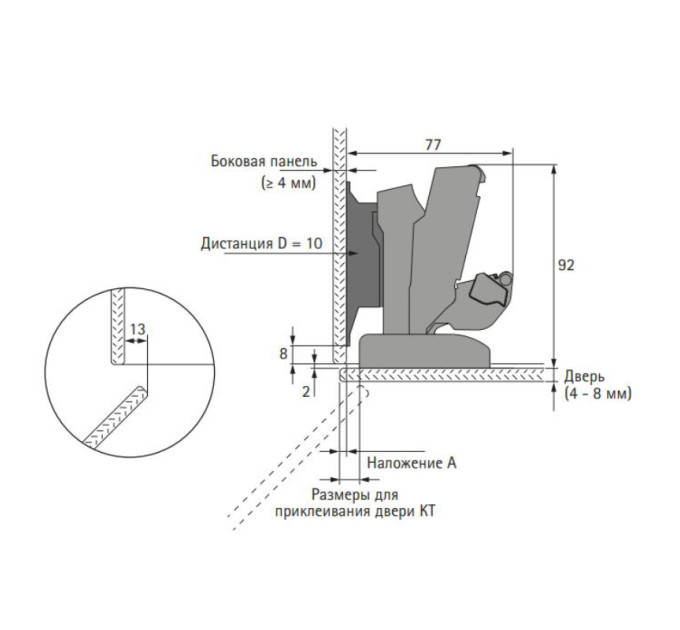 Sensys 8657i петля для стекла с доводчиком 165° (9134989)