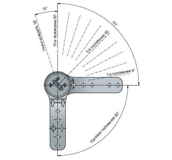 Hettich Frankoflex 90° регулятор підлокітника та підголівника (44745)