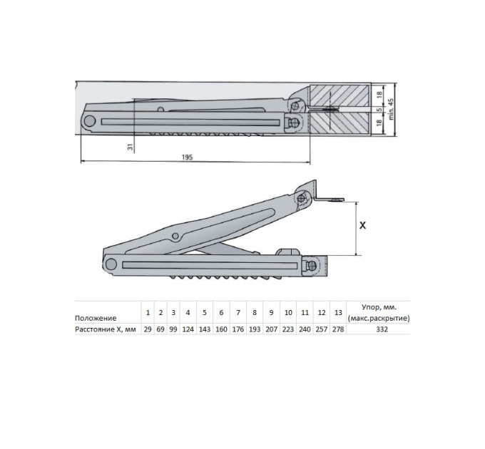 Hettich Multiflex регулятор узголів’я та узніжжя (25173)