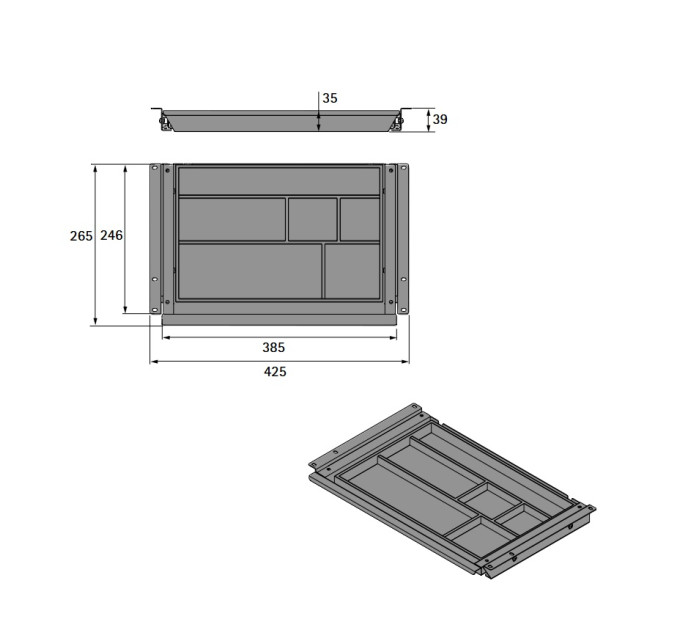 Комплект висувного ящика SN Grip, сталь, сірий (9309819)