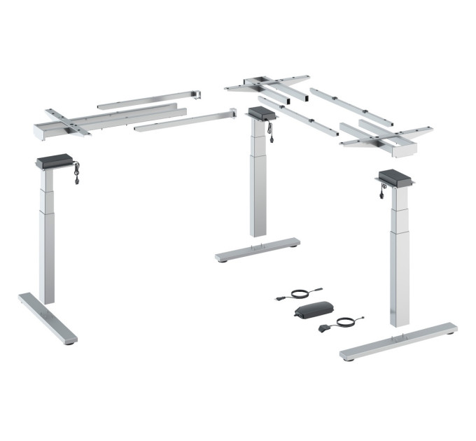 Steelforce Pro 671 SLS Highline XL кут 90° - комплект столу з електрорегулюванням висоти, сірий (9311358)