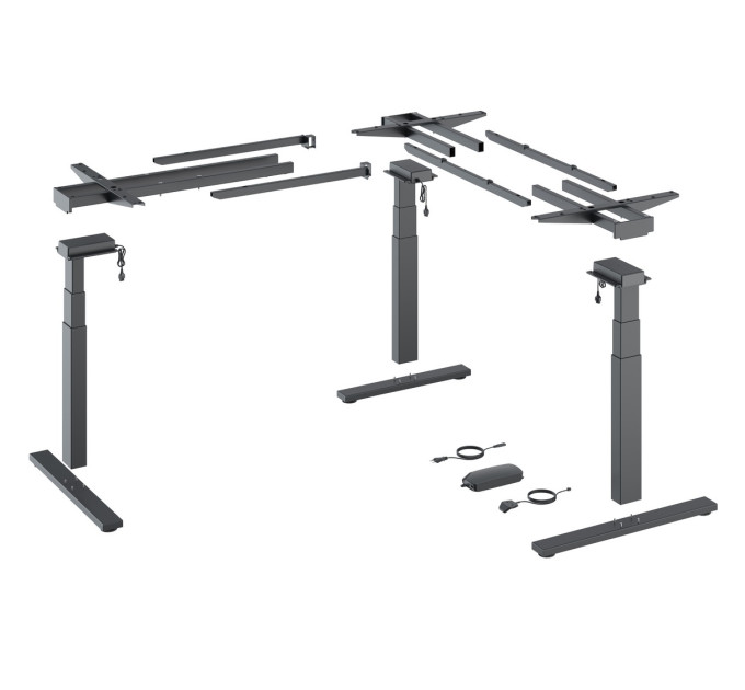 Steelforce Pro 671 SLS Highline XL кут 90° - комплект столу з електрорегулюванням висоти, чорний (9311391)