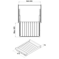 Брючница выдвижная бок. крепл, антрацит 600 мм, S-6707-A (S-6797)