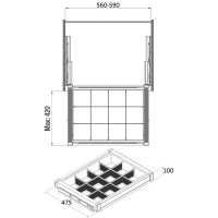 Полка с ячейками выдвижная бок. крепл, антрацит 600 мм, S-6715-A (S-6805)