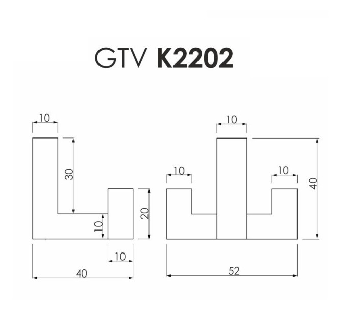 Крючок мебельный GTV K2202-CZ двойной, черный