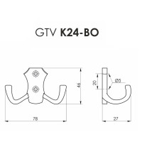 Крючок мебельный GTV К24-B0 двойной, алюминий