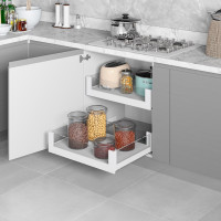 Корзина выдвижная со стеклянными боковинами 400мм на тандемах Blum, белая S-2332-P-W