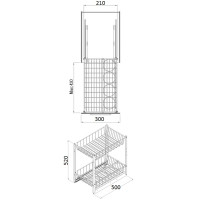 Карго 2-х уров. с сеткой с дов 300мм, серое S-2100-1 gray