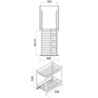 Карго 2-х уров. с сеткой с дов 400мм, серое S-2102-1 gray