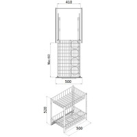 Карго 2-х уров. с сеткой с дов 500мм, серое S-2104-1 gray