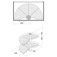 Карусель 1/2, секция 450мм D=740, хром S-3011-C