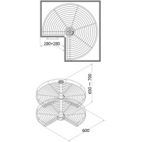 Карусель 3/4, D=600, хром S-3020-C