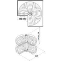 Карусель 3/4, D=740, хром S-3021-C