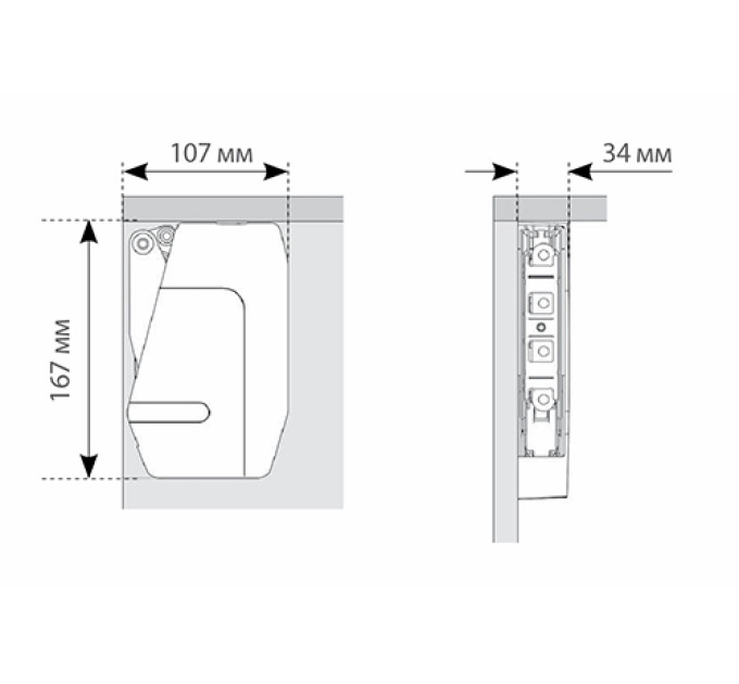 Підйомник FREEflap mini - A, д/фасаду h=200-450 мм, 0,7-4,6 кг