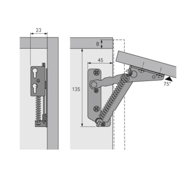 Lift Junior 75° 2,5кг, зусилля 140N, лівий (1001142)