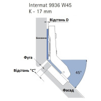 Intermat 9936 петля угловая без доводчика W45 (1061849)