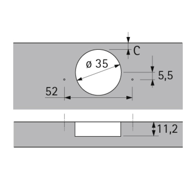 Slide-on 2333 петля накладна без доводчика 95° (1078660)