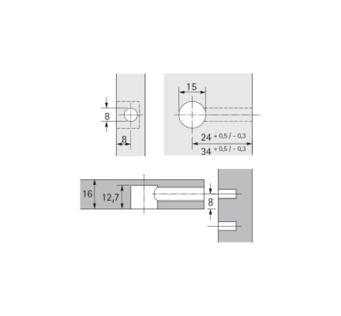 Стяжка эксцентриковая Rastex 15/15 D (9059487)