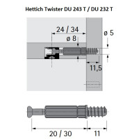 Стяжка ексцентрикова Rastex - дюбель Twister DU 232 (9047644)