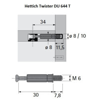 Стяжка ексцентрикова Rastex - дюбель Twister DU 644 (9047865)