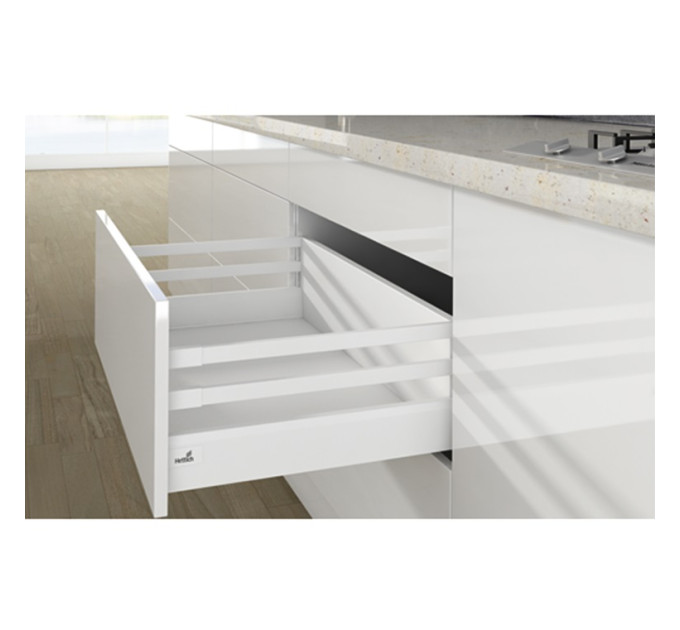 Ящик висувний Hettich ArciTech H=218 L=550 білий 2 релінги, с доводчиком