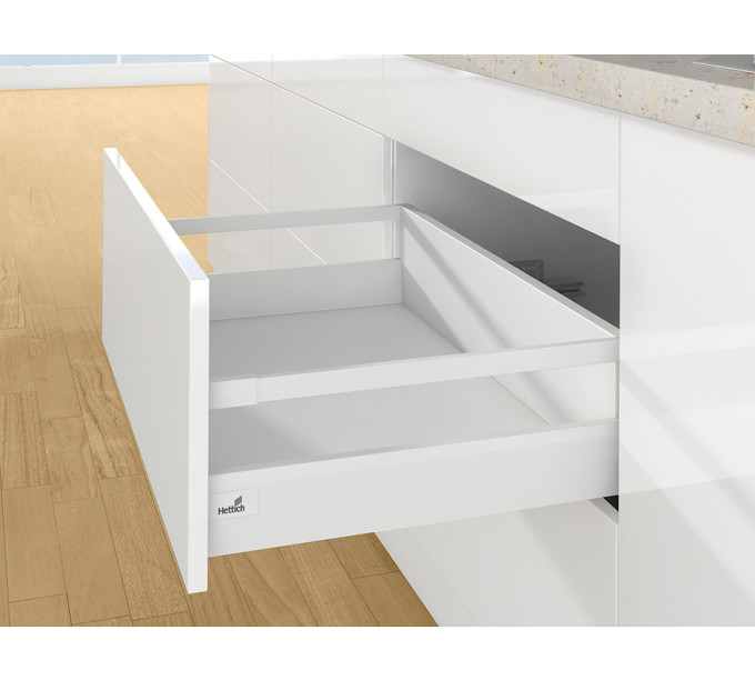 Ящик висувний Hettich ArciTech H=186 L=450 білий 1 релінг, з доводчиком