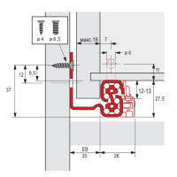 Направляющие Hettich Quadro V6 SS с доводчиком 280мм, ДСП-16 ЕВ=20 (9047564)