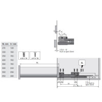 Ящик Hettich ArciTech H=218 L=450 серый 2 релинга, с доводчиком