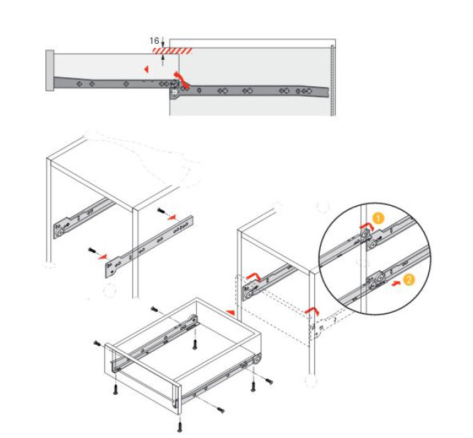 Направляющие Hettich FR302 250мм